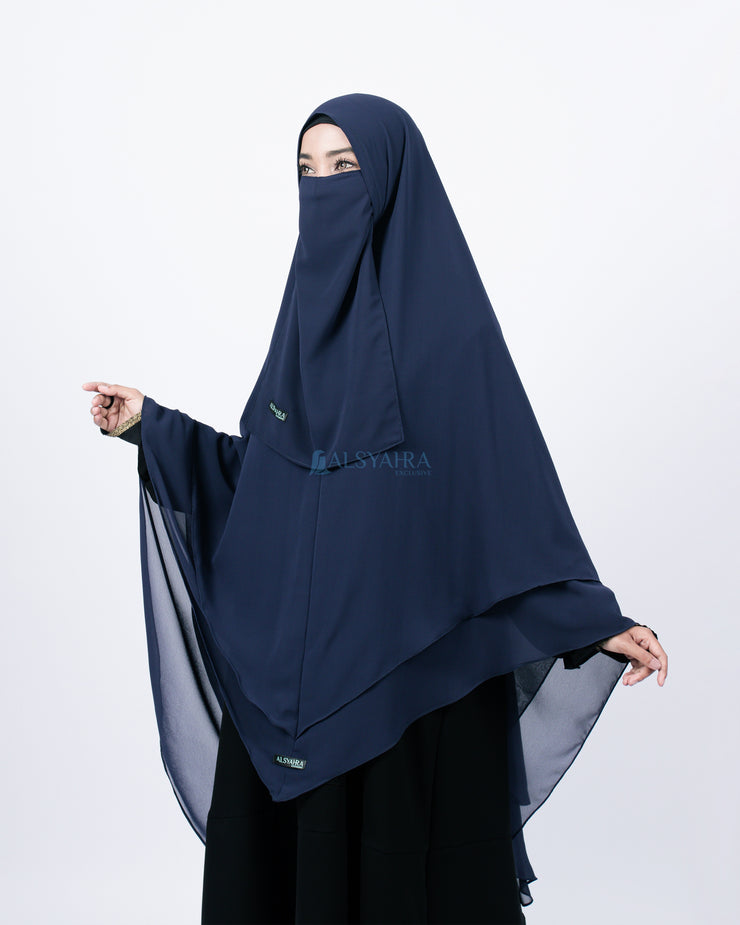 Alsyahra Exclusive Set Khimar Cadar Tali Shofa Sifon Premium 2 Layer XXL