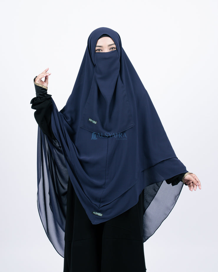 Alsyahra Exclusive Set Khimar Cadar Tali Shofa Sifon Premium 2 Layer XXL