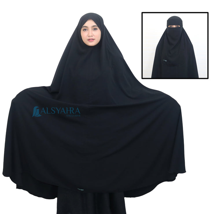 Set Khimar Syari Haramain Niqab Bandana Non Pet Luxury Wolfis Alsyahra Exclusive