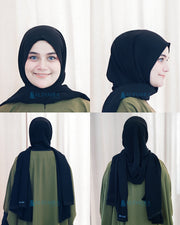 Alsyahra Exclusive Set Pasmina Syari Cadar Tali Anatolia Sifon Jetblack