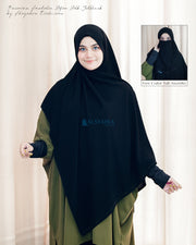 Alsyahra Exclusive Set Pasmina Syari Cadar Tali Anatolia Sifon Jetblack