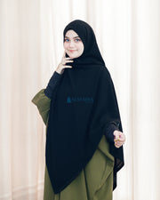 Alsyahra Exclusive Set Pasmina Syari Cadar Tali Anatolia Sifon Jetblack