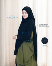Alsyahra Exclusive Set Pasmina Syari Cadar Tali Anatolia Sifon Jetblack