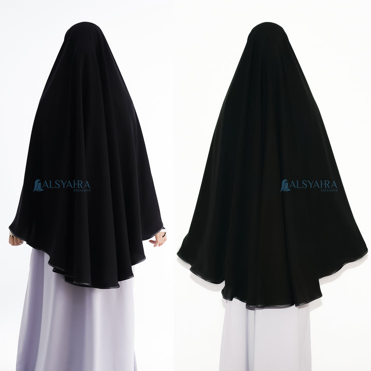 Set Khimar Bisban Niqab Bandana Jetblack Free Handsock Alsyahra Exclusive