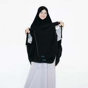 Set Khimar Bisban Niqab Bandana Jetblack Free Handsock Alsyahra Exclusive