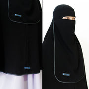 Set Khimar Bisban Niqab Bandana Jetblack Free Handsock Alsyahra Exclusive
