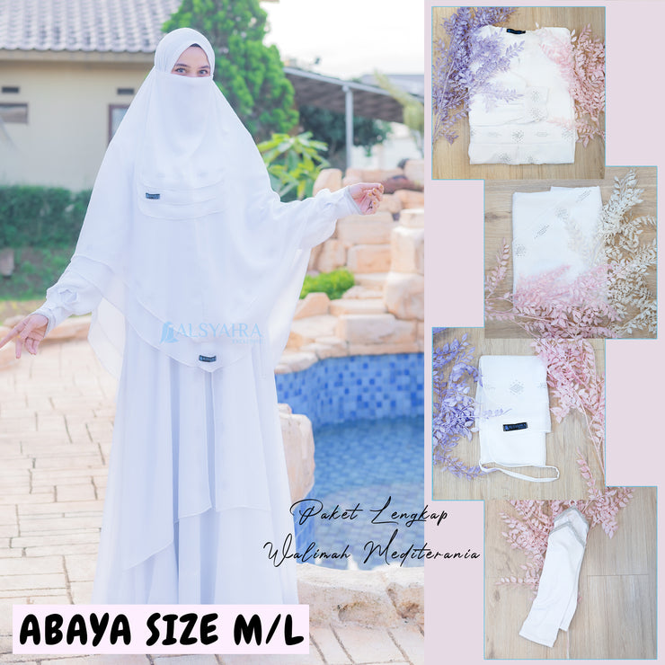 Bundling Set Walimah Abaya Khimar Cadar Tali 3 Layer Mediterania by Alsyahra Exclusive