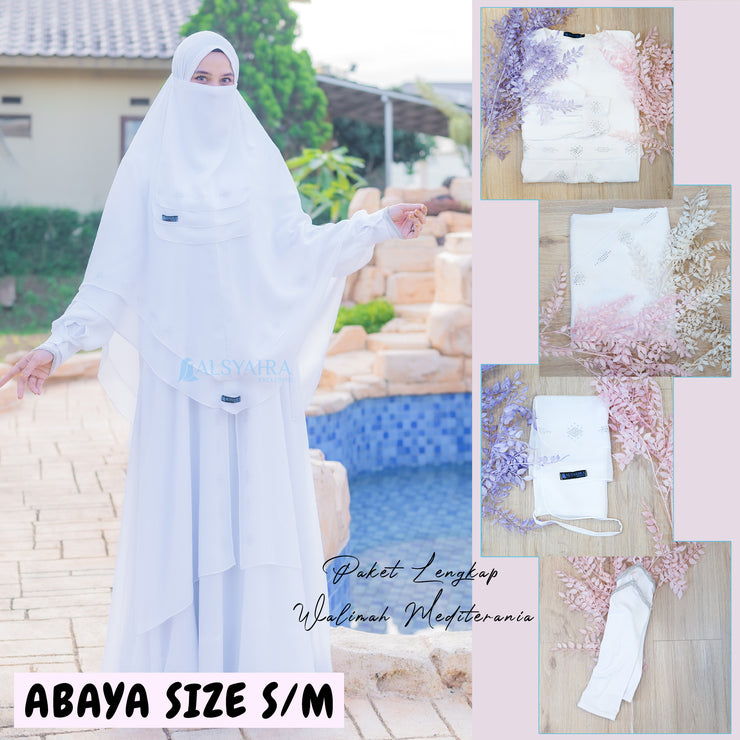 Bundling Set Walimah Abaya Khimar Cadar Tali 3 Layer Mediterania by Alsyahra Exclusive