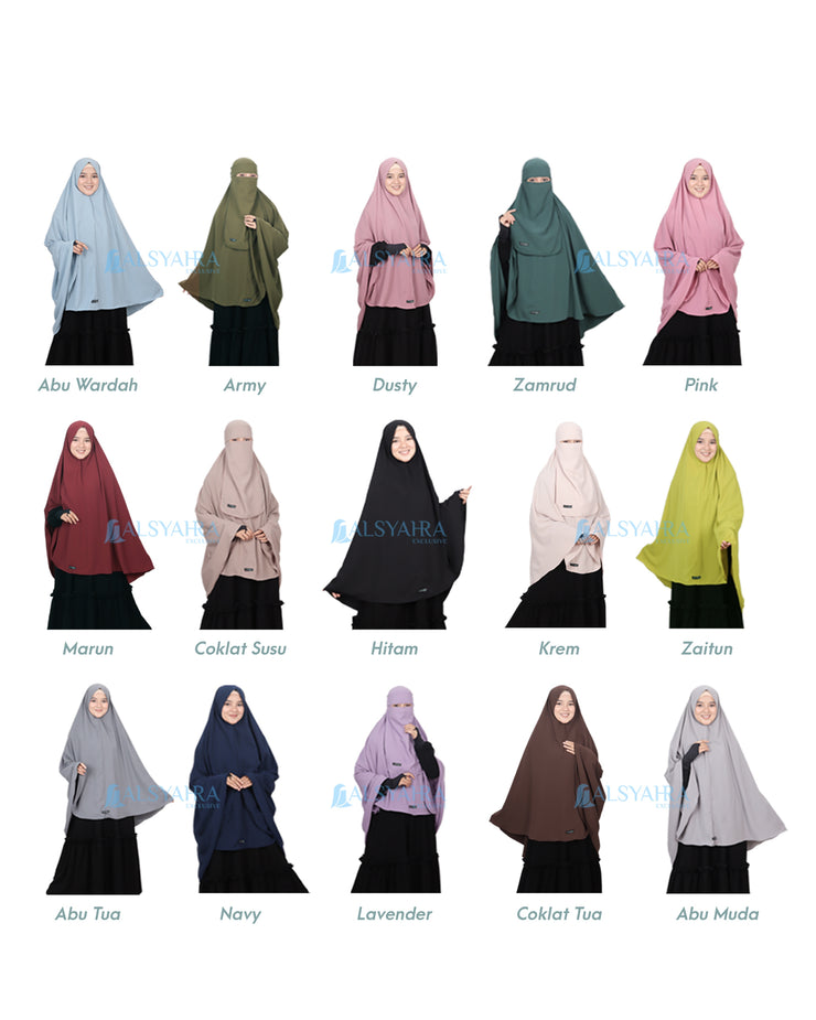 Set Khimar Pad Syari Size XL Cadar Tali Luxury Wolfis Alsyahra Exclusive