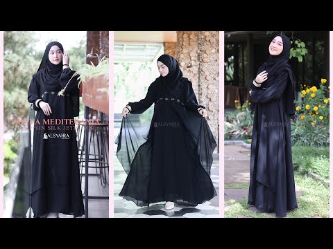 Gamis Abaya Mediterania Sifon Silk Jetblack by Alsyahra Exclusive