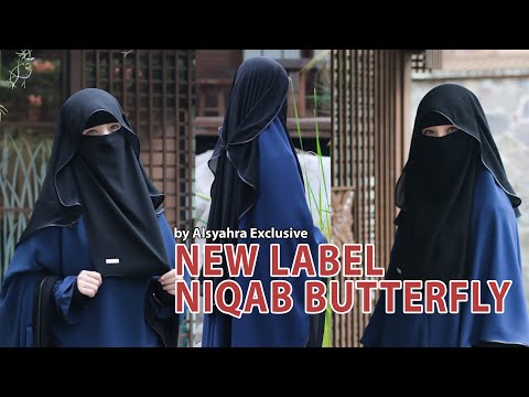 New Niqab Butterfly Kancing Chiffon Silk Jetblack Alsyahra Exclusive